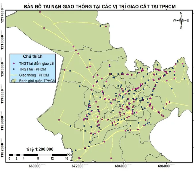 Hình 4.6: Bản đồ TNGT tại vị trí giao cắt tại TPHCM 