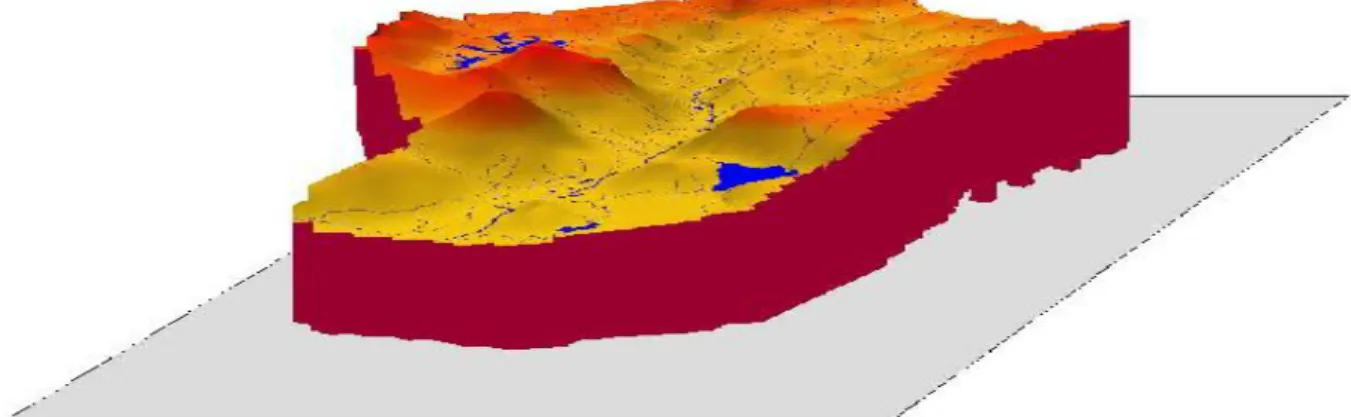 Hình 2.2: Mô hình địa hình lưu vực Đa Tam. 