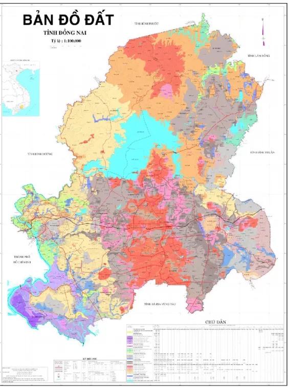 Hình 1. 3 Bản đồ đất tỉnh Đồng Nai  (Phạm Quang Khánh, 2004) 