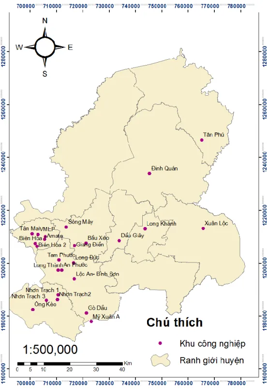 Hình 1. 4 Bản đồ vị trí 25 khu công nghiệp tỉnh Đồng Nai 