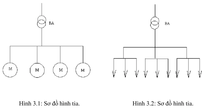 Sơ đồ hình tia: còn gọi là sơ đồ dạng cây giống như hình 3.1 và 3.2 : 