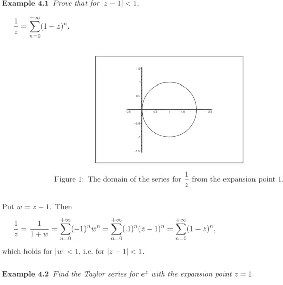Figure 1: The domain of the series for 1