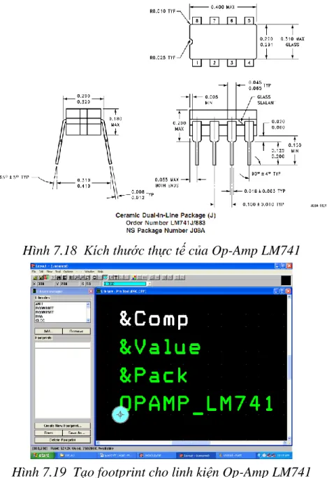 Hình 7.19  Tạo footprint cho linh kiện Op-Amp LM741   Thêm chân Pin 