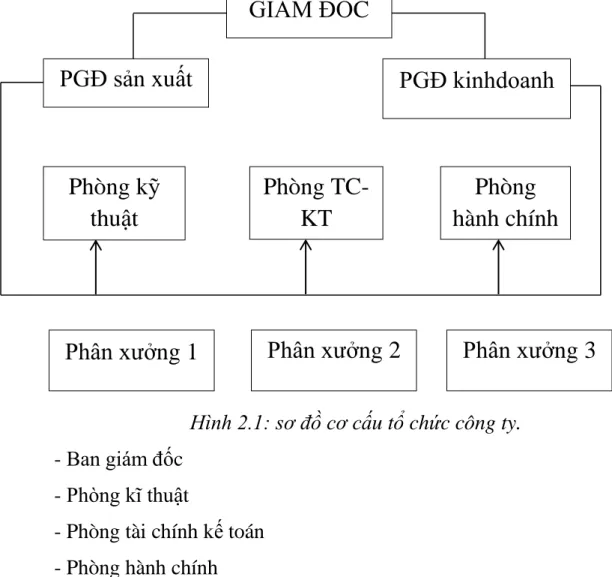 Hình 2.1: sơ đồ cơ cấu tổ chức công ty. 