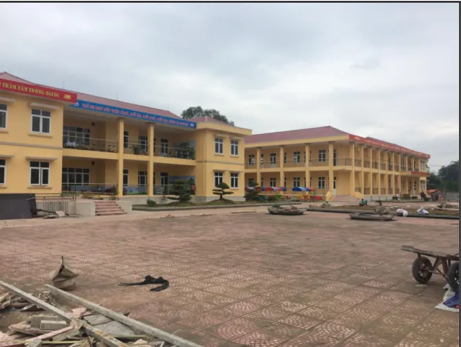 Hình 1.6. Trường mầm non xã Lê Lợi, huyện Hoành Bồ đang gấp rút hoàn thiện   để bàn giao đưa vào sử dụng trong năm 2017 