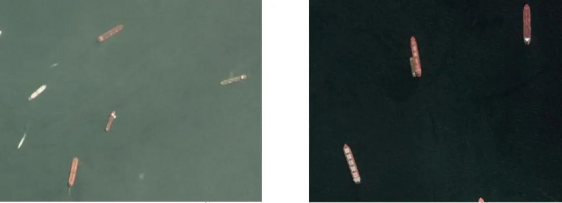 Hình 1. 9 Dữ liệu ảnh viễn thám Planet (trái), dữ liệu ảnh viễn thám Google  Earth (phải) 