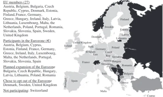 FIGURE 2.7 The European Union and the Eurozone Source: European Union (http://europa.eu/index_en.htm).