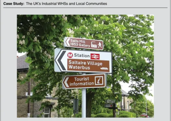 Fig. 5.1.  Tourist Signs in WHS Saltaire. (Photo: the author)