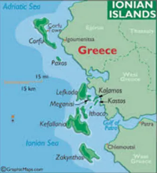 Fig. 1 The Ionian Islands on the map