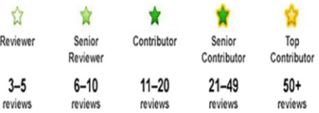 Fig. 2.2 TripAdvisor badges for reviewer reputation. Source www.tripadvisor.com (consulted September 2013)