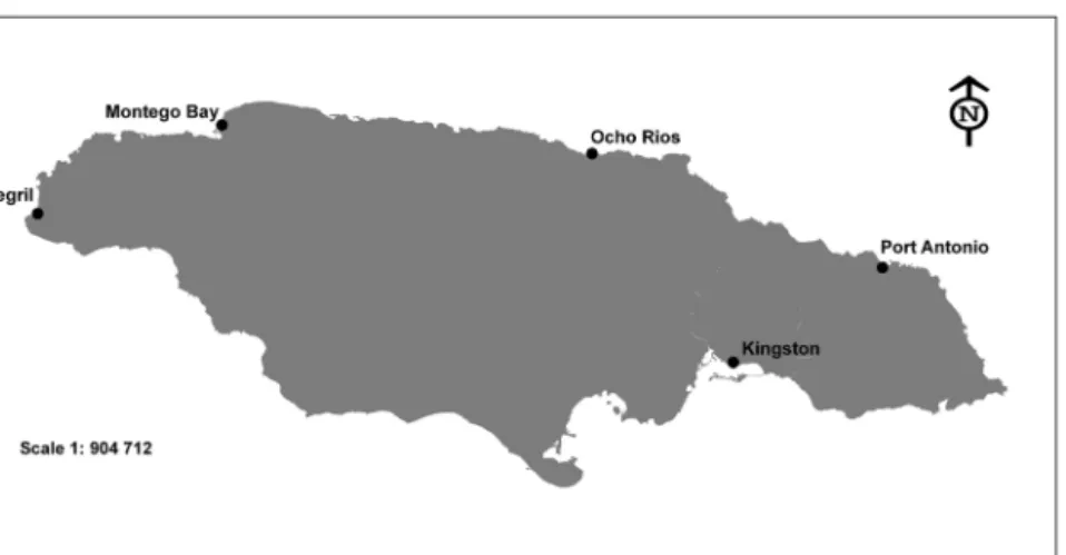 Figure 8.1 Major resort towns in Jamaica.