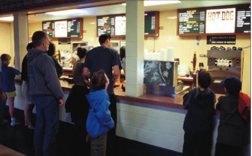 Figure 1.1:  Stadium foodservice ranges from peanuts and quick  service to fine dining in luxury suites.