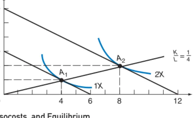 FIGURE 3.7. Isoquants, Isocosts, and Equilibrium.