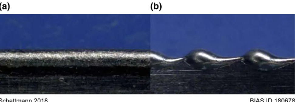 Fig. 2.12 Continuous preform on a metal sheet with a thickness of 70 l m: a cylindrical, b irregular [Sch17c]