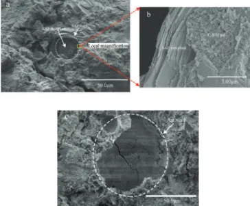 Figure 4. SEM images of cement paste with the addition of powdery SAP at 28 days: (a) microscopic structure of the SAP void; (b) microscopic interface between the SAP and hardened mortar;
