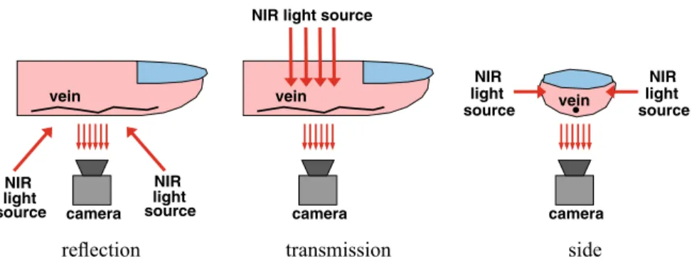 Fig. 2.1 Reflection, transmission and side illumination acquisition