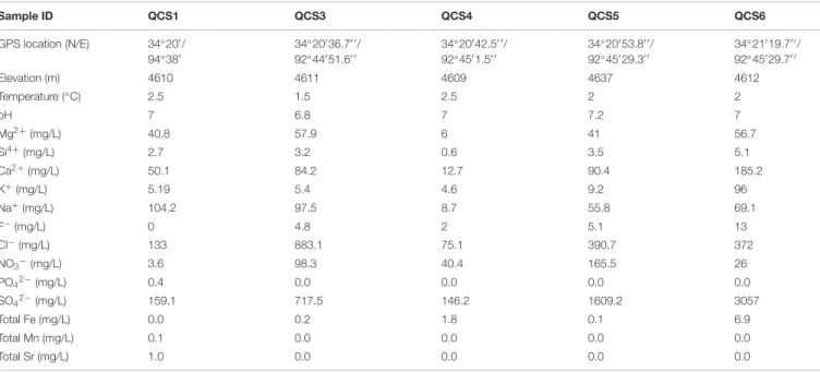 TABLE 1 | Geographic and geochemical parameters of the studied cold springs on the Qinghai-Tibet Plateau.