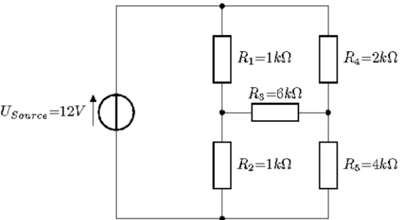 Figure 15: An example network to solve with Kirchhoff