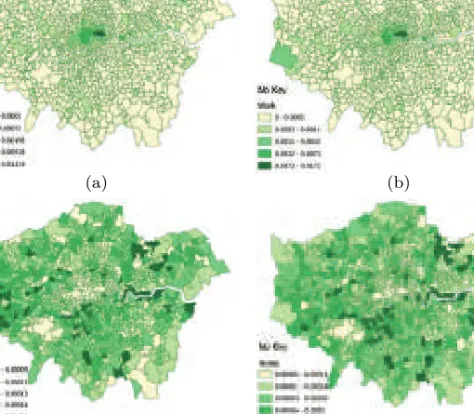 Figure 3:London: Essential and Non-Essential Employment at Workplace (a and b) and at Home (Residence c and d)