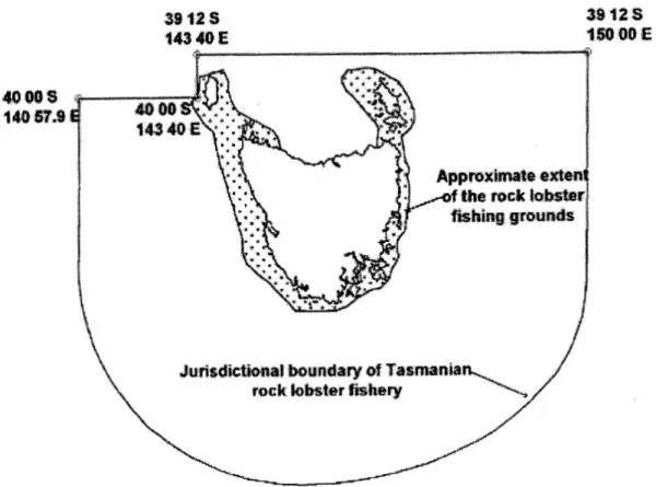 Figure 10:  Jurisdiction of Tasmanian Rock Lobster Fishery and usual fishing  grounds