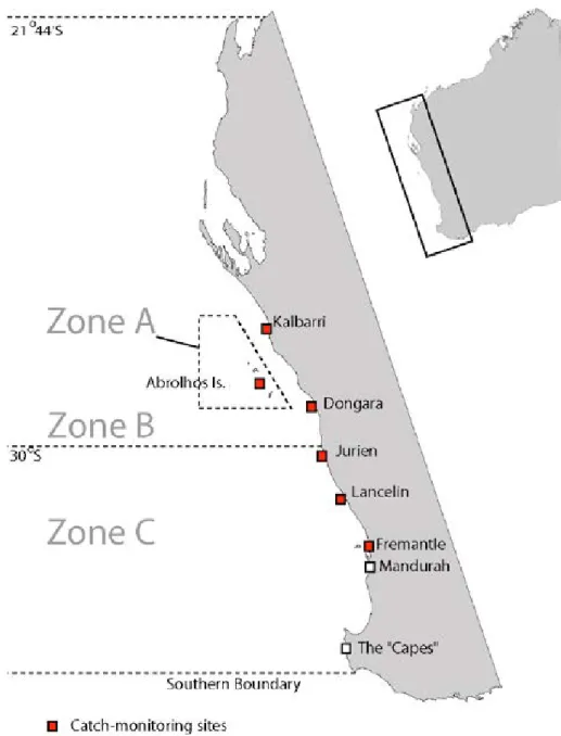 Figure 4.2–1   Locations of commercial catch-monitoring sites 