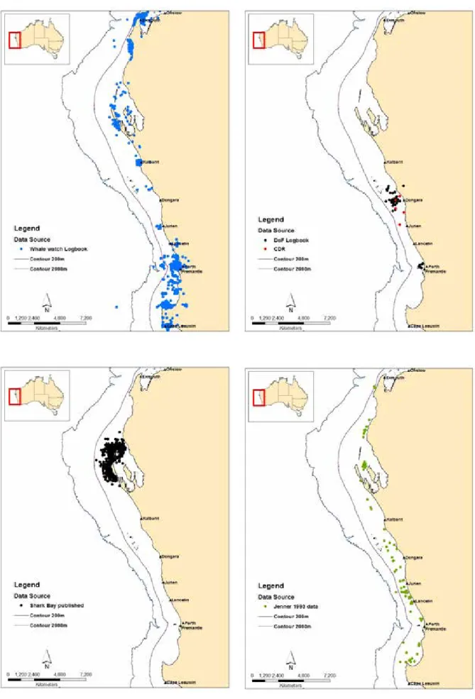 Figure 7   Spatial distribution of data sources assessed for inclusion in predictive spatial habitat  models