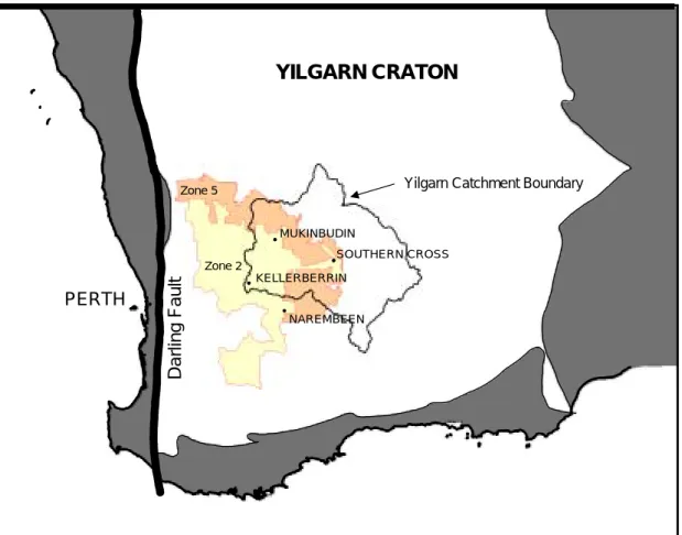 Figure 4.  Underlying geology of the Yilgarn catchment 