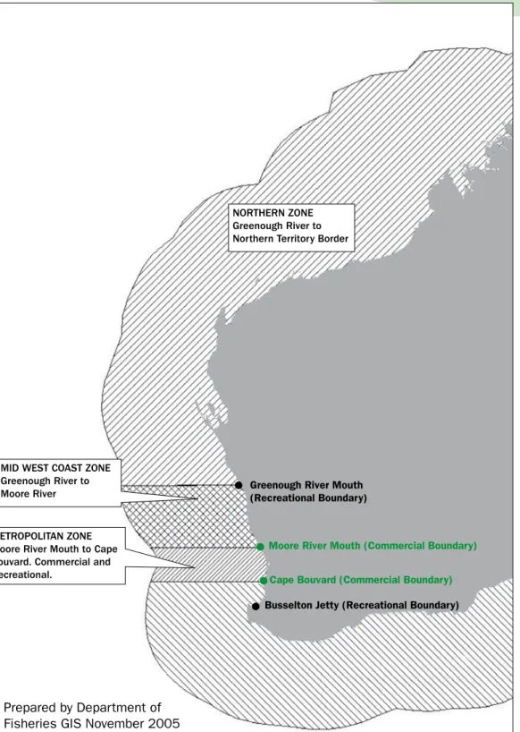 Figure 3: Map showing recreational zones proposed by the Department of Fisheries