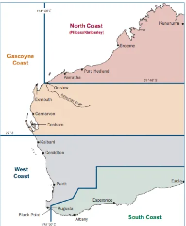 Figure 2.10.1. Fishing Tour Operator Industry management zones in Western  Australia. 