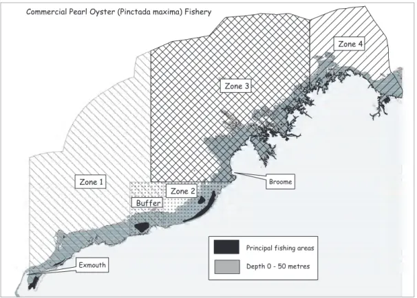 Figure 8.   Principal  fishing  areas  for  the  Pearl  Oyster  Fishery  and  distribution  of  Pearl  Oysters  abundance.