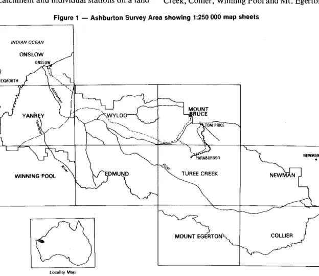 Figure 1  - Ashburton  Survey  Area  showing  1:250000 map  sheets 