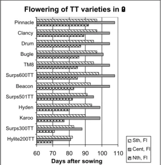 Figure 1. Comparative flowering dates for TT varieties in WA.