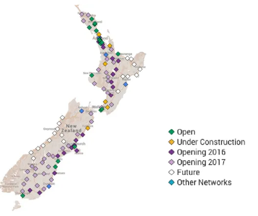 Figure 5: NZ charging station overview – fast chargers (Source: Charge.net.nz) 
