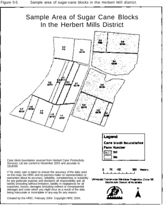 Figure 5-5 Sample area of sugar-cane blocks in the Herbert Mill district. 