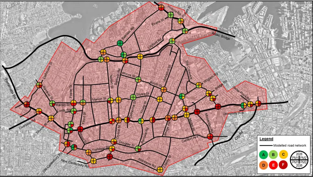 Figure 6-8  Intersection level of service – Do Minimum (PM Peak) 