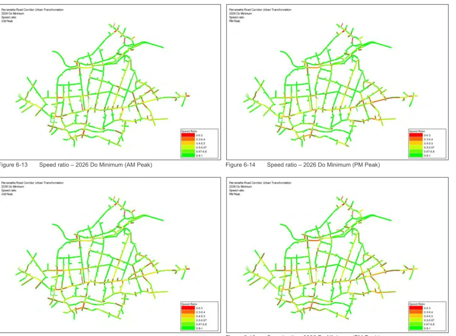 Figure 6-13  Speed ratio – 2026 Do Minimum (AM Peak)  Figure 6-14  Speed ratio – 2026 Do Minimum (PM Peak) 