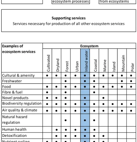 Figure 1 Natural value: types of ecosystem services  