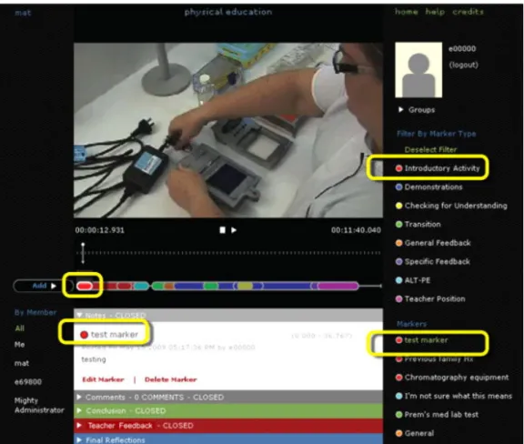 Figure 1 provides an example (test site) of how a timeline of a video was marked-up at various  points  of  analysis  with  a  range  of  coloured  and  categorised  ‘Markers’