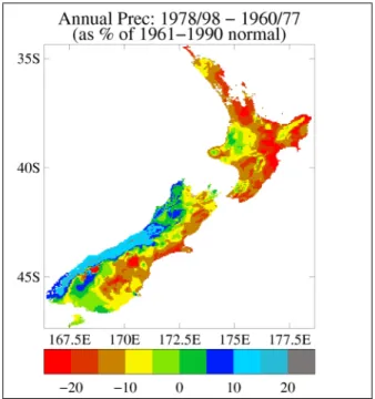 Figure 8:  Percentage change in average annual rainfall, for the 1978-1998 period compared  to  the  1960-1977  period