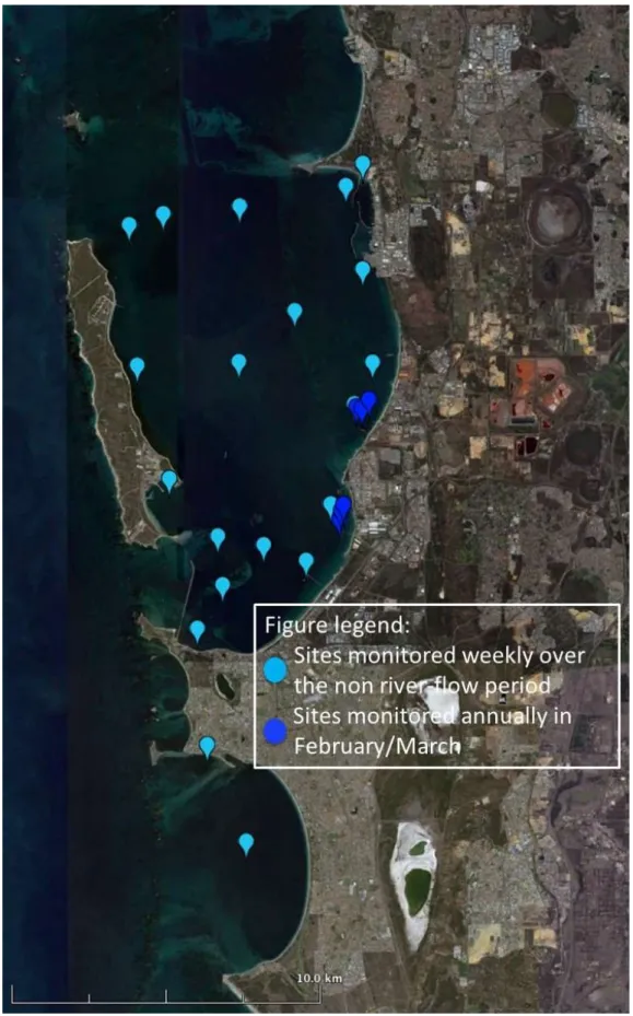 Figure 1.  Location of nutrient and chlorophyll a water quality monitoring  sites. 