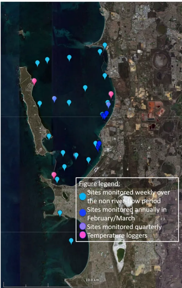 Figure 2.   Location of physical–chemical water quality monitoring sites. 