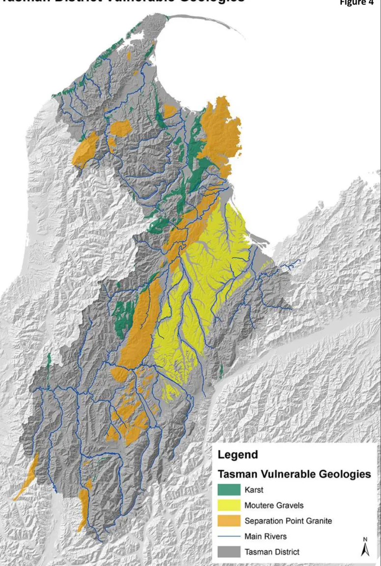 Figure 4 Locations of Vulnerable Geologies in Tasman 