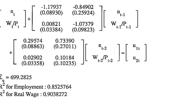 Table  2:  Solution  of  Likelihood  Equations  for  Unrestricted  V AR(2) 