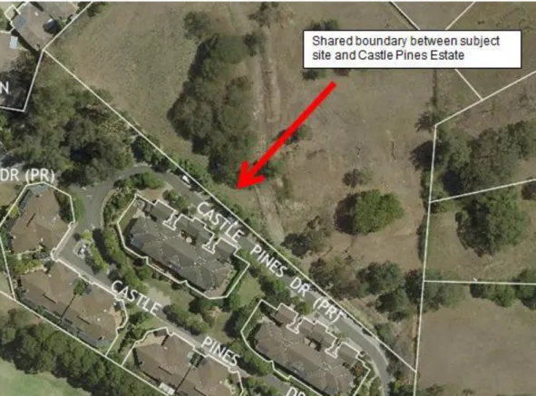Figure 3. Location of shared boundary between subject site and Castle Pines Estates, and  associated internal road location 