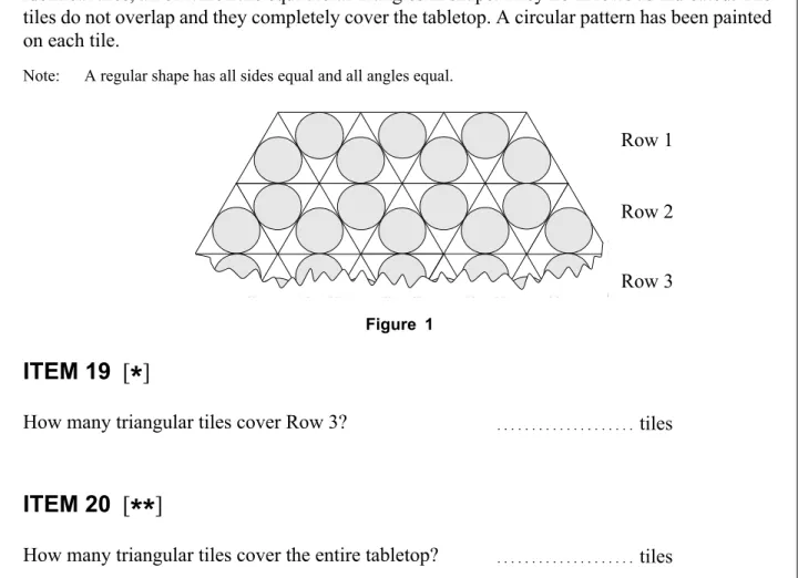 Figure 1 shows part of a tabletop that is in the shape of a regular hexagon. It is covered with  identical tiles, all of which are equilateral triangles in shape