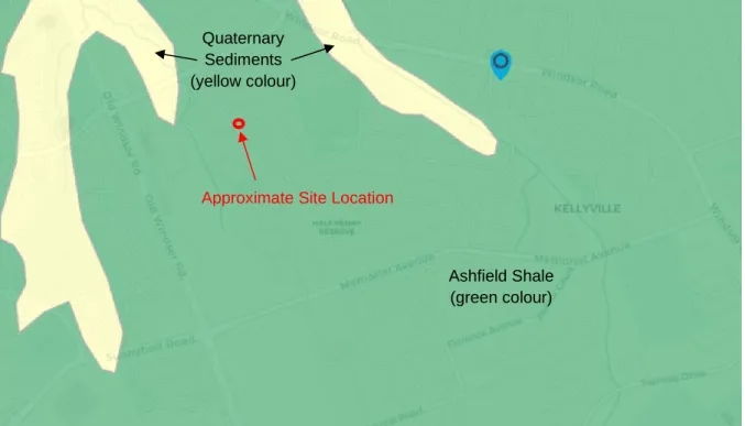 Figure 2: Excerpt of the Penrith 1:100 000 Geological Series Approximate Site Location 