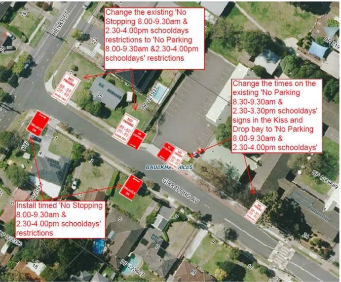Figure 2: Girralong Ave, Baulkham Hills – proposed parking restrictions 