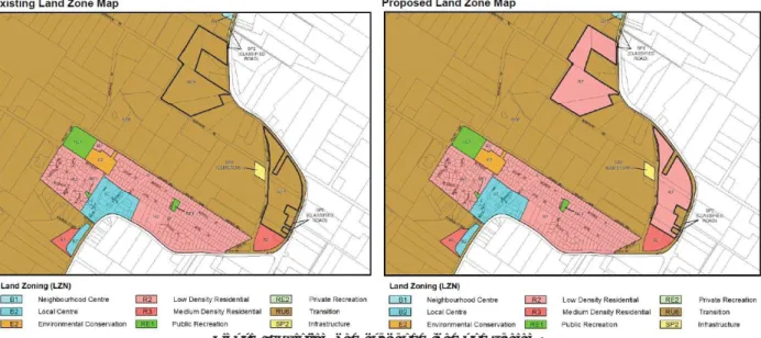Figure 8: Existing and proposed land use zoning.