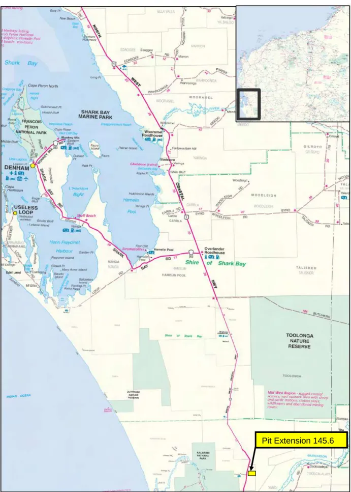 Figure 1: Location of Proposed Strategic Material Area on North West Coastal Highway   SLK 145.6 