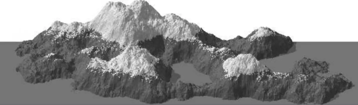 Figure 2.6 Fratal mountain generated by xmountains (an X Windows program writ-